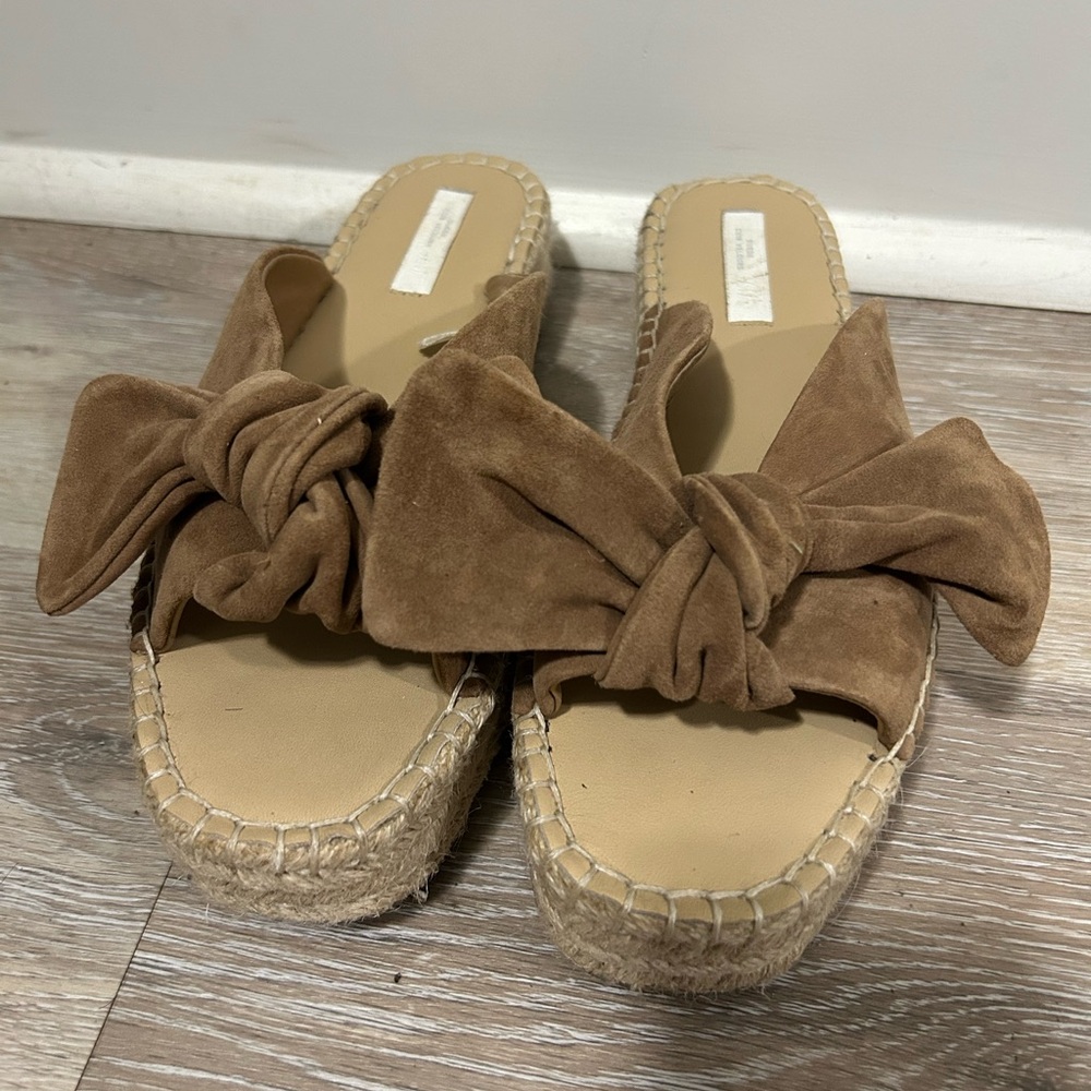 H&M Brown Suede Espadrille Slides